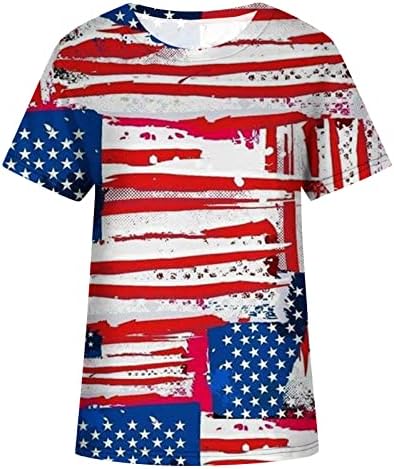 Блуза с деколте Лодка за тийнейджърка, Есен-Лято, Къс Ръкав, Флаг на САЩ, Блузи с Флорални Принтом Семки, Ризи,
