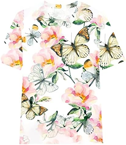 Блуза, Тениска за Момичета с Къс ръкав 1/2 2023, Памучен тениски с деколте Лодка и Цветен Модел, като Основната