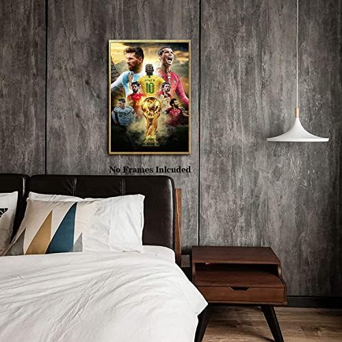 Плакат със Звезда на световното Първенство по футбол Кристиано Роналдо и Лионел Меси, Платно, Плакат, Мотивирующий