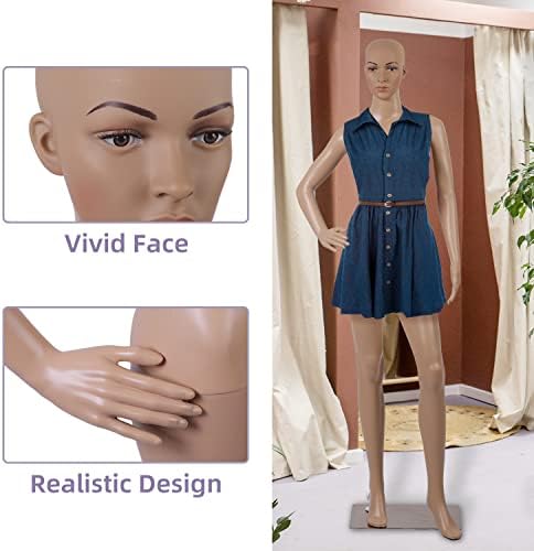 Манекен с Гърди, под формата на рокли-Сляпо 69 см, Женски модел на цялото тяло, Поставка с Метална основа за