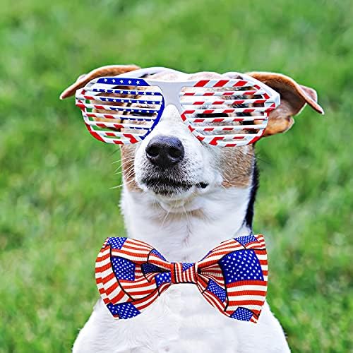 Pohshido 2 Опаковки Нашийник за кучета 4 юли с папийонка, Деня на Независимостта на САЩ / Патриотичен Нашийник
