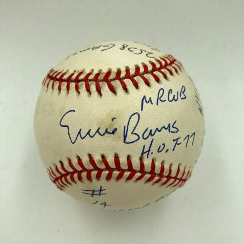 Ърни Банкс Подписа Едро Вписан ИНДИКАТОР на кариерата на футболист, Реджи Джаксън COA - Бейзболни топки с автографи