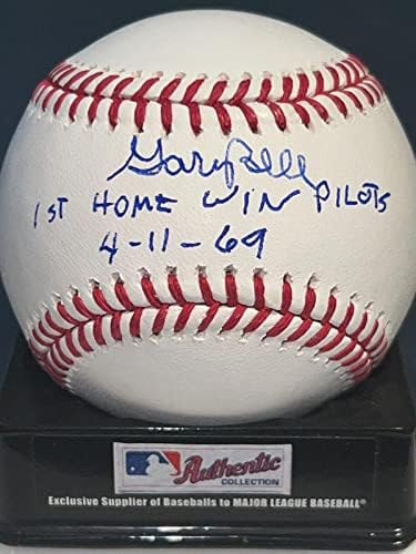 Гари Бел Сиатъл Пилотс Вкара 1-та домакинска победа Пилоти 4-11-69 Подписаха Oml Бейзбол Бейзболни топки с автографи