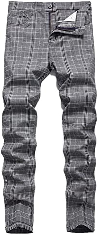 Панталони за Мъже, Ежедневни Проверени Панталони С Принтом, Висока Еластичност, по-Големи Размери, Монтиране