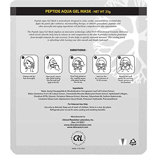 Аква-Гел маска с пептидами CRL, 5 опаковки, Незабавно Хидратиращ, Успокояващ, Охлаждаща, Заживляющая, След работа,