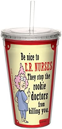 Пътен Чашка с двойни стени Nice To ER Nurses Aunty Киселина на 16 унции с Многократно соломинкой - Подаръци