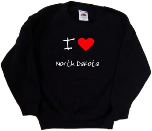 Черна детска Hoody I Love Heart North Dakota