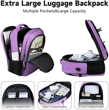 Раница за лаптоп Lapsouno за пътуване, Раница за носене с множество джобове, 17.3-Инчов, с USB порт, Водоустойчив