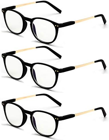 3 Опаковки на Компютърни Очила за четене със Заключване Синя Светлина TR90 за Жени и Мъже