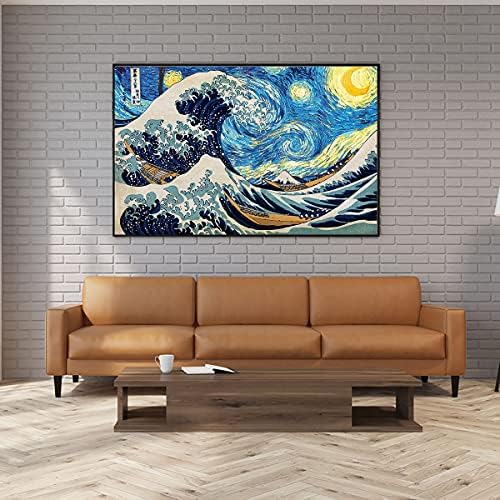 Голяма вълна от Канагавы Звездна нощ Плакат на Изкуството Кацусики Хокусая Винсент Ван Гог-Стенен щампи върху