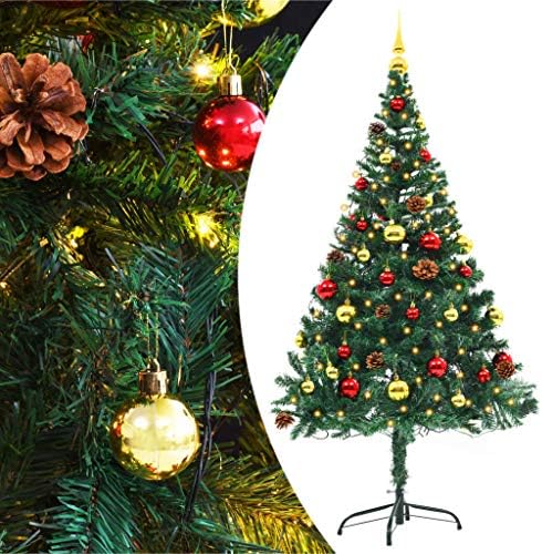 Изкуствена Коледна елха с Дрънкулки и светодиода Зелен цвят (82,7 инча)