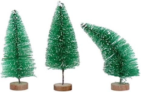 Wakauto Мини PVC Кула Бор Коледно Дърво за Украса, Дребни Бор Сезал Дърво САМ Занаят Настолна Елха Коледна Украса