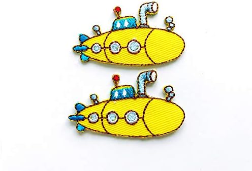 Комплект от 2 Малки мини-Жълти Подводници, Сладки Ленти с Анимационни Лого, Дойде Желязо, Бродирана Апликация,