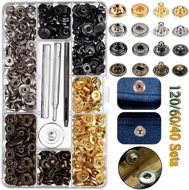 Комплект Ключалки за стягане на облекло 4 цвята, Метална Нажимная родословни 12,5 мм, Комплект инструменти за филтър копчета - (Цвят: 40 бр.)
