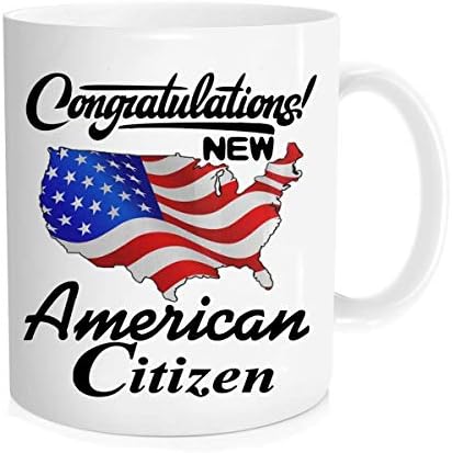 Забавна нова чаша Citizen - Поздравления! Новият американски Гражданин, Чаша за Гражданство С Флага на сащ За