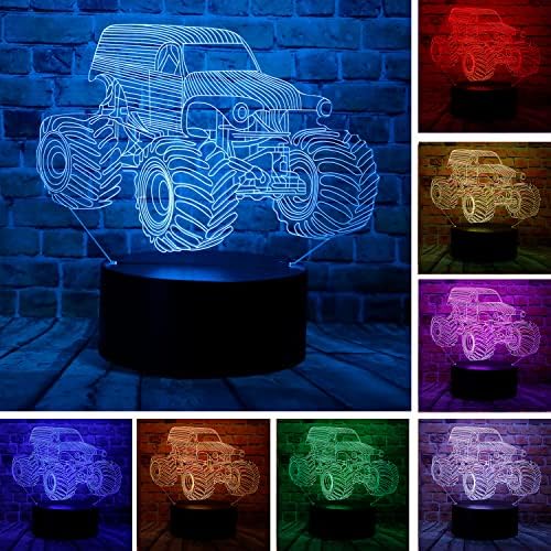 Карикатура Чудовище Камион Аниме Фигура 3D Оптична Илюзия LED Декор за Спалня Настолна Лампа с Дистанционно