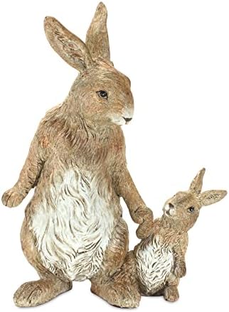 Колекция Bridge Мама-Заек с фигура от смола Baby Зайчета за Великден или Ден на майката - Spring Garden Decor