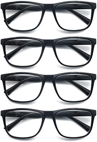 Очила за четене OLOMEE 1,75 Големи Големи Квадратни Мъжки Ридеров в Черна Рамка, 4 опаковки, Удобни и Леки Очила