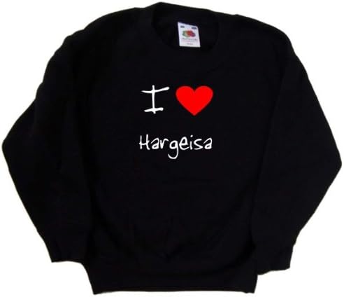 Черна детска Hoody I Love Heart Hargeisa