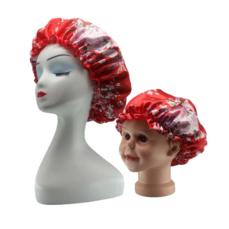 Сладък Лек комплект от 2 Сатен Шелковистых шапки за еднократна употреба, за коса, за момичета-родители, шапки-тюрбани