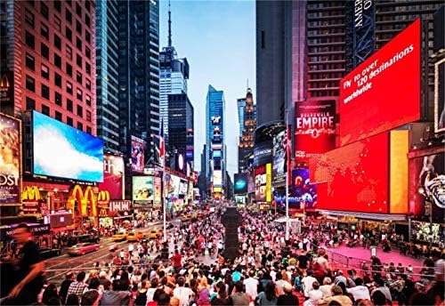 Laeacco 10x8 метра от Нощния пейзаж на Ню Йорк, на Бродуей Винил Фон За Снимки на Шумна Улица, Преизпълнен с