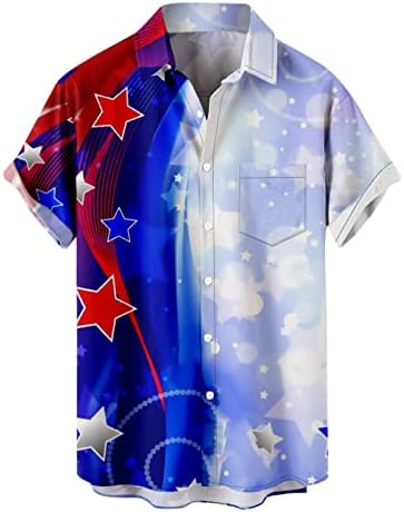 SAXIGOL Флаг на САЩ Мъжка Тениска С Американския Принтом, Риза с Къс Ръкав и Яка, Копчета 2023, Летни Ризи за