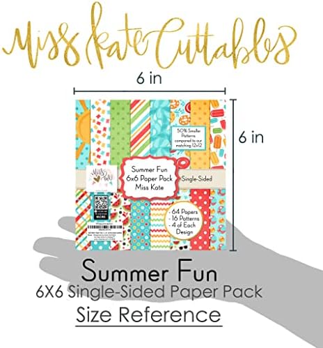 Набор от ценни книжа с модел 6x6 – Summer Fun - за летен албум за изрезки От висококачествена хартия с едностранно
