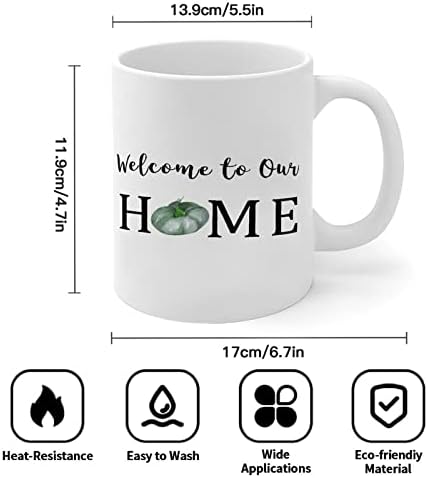 Добре дошли в Нашата къща, Керамични Кафеена Чаша с Тиква, Кафеена Чаша с Мотивационно Цитати, Оформление Чаши,