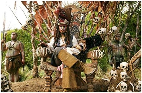 Карибски пирати Джони Деп в ролята на капитан Джак Спароу, Восседающего на трона Снимка с размери 8 х 10 см