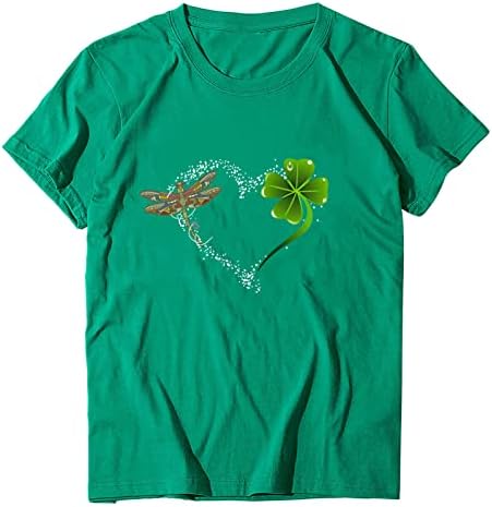 Yubnlvae Деня на Св. Патрик Кръг за Жени Сърце Ежедневното Кръгъл Отвор Оверсайз Празник Ирландски Блузи