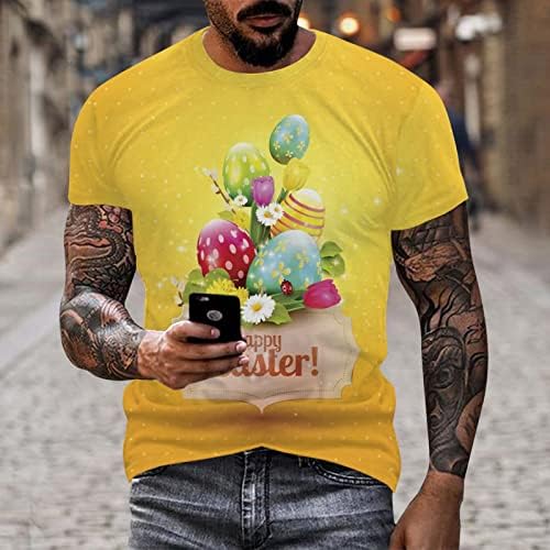 2023 Нова Мъжки Великден Модни и Ежедневни Тениска с Цифрово 3D Принтом, Кръгло деколте и Къси Ръкави, Мъжки