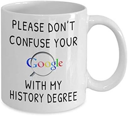 Моля, не бъркайте вашето търсене в Google От Дипломата по история - Забавна Чаша за Подарък Историку Бяла Керамична